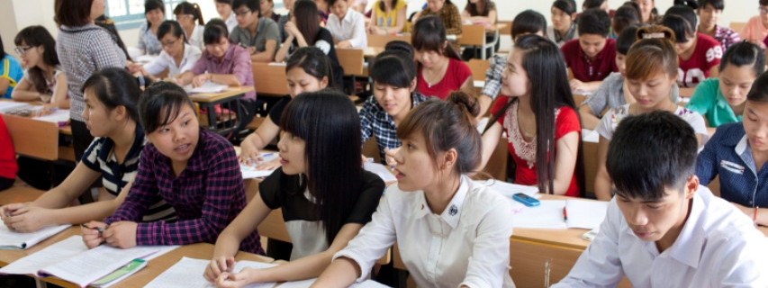 Teenagers in a Vietnamese classroom.