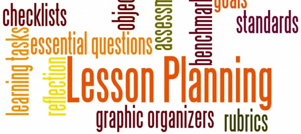 Lesson Plan header with lots of words in different colors
